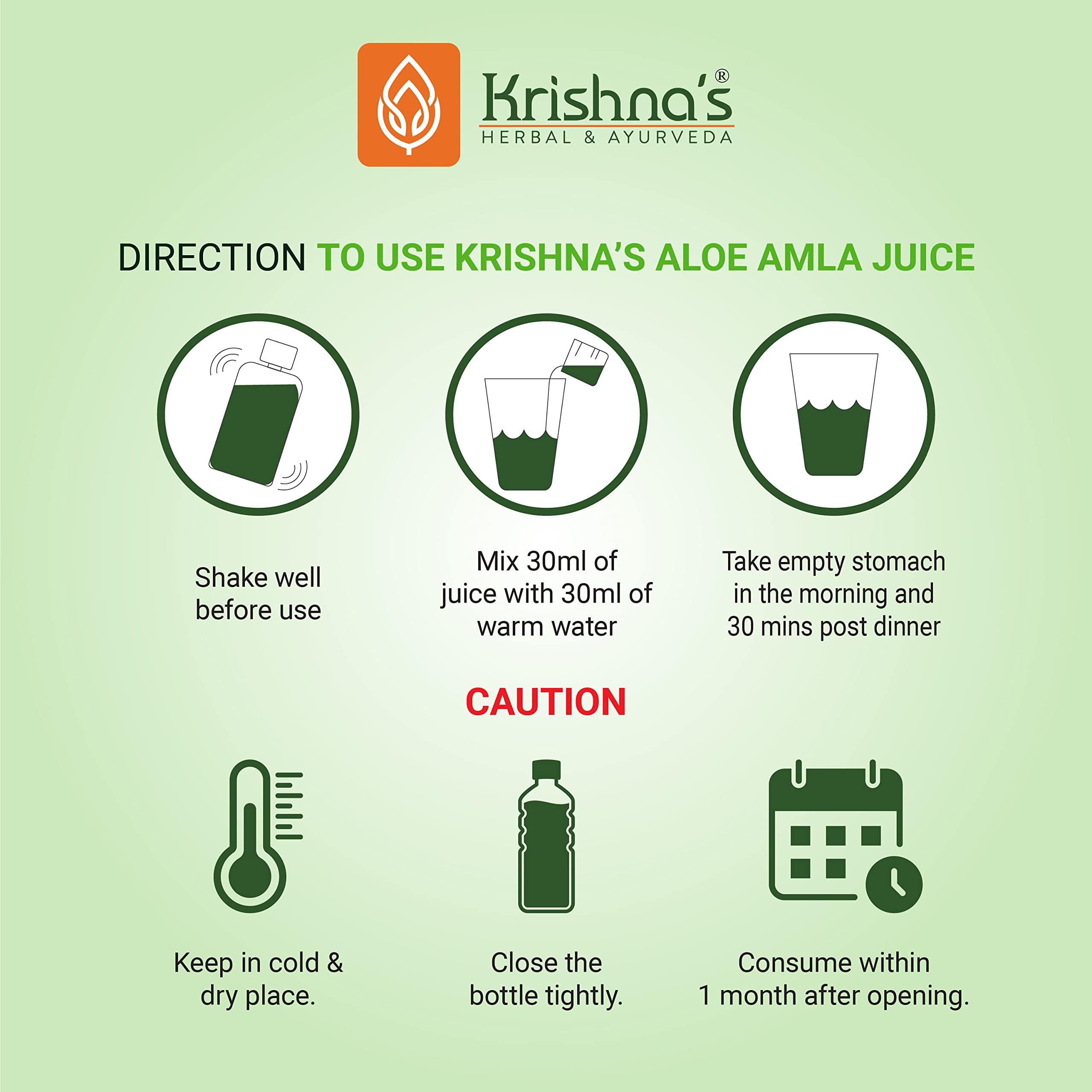 KRISHNA'S HERBAL & AYURVEDA Krishna\'s Aloe Vera Amla Mix Juice - 1000 ml | A Perfect Mix for Healthy Skin