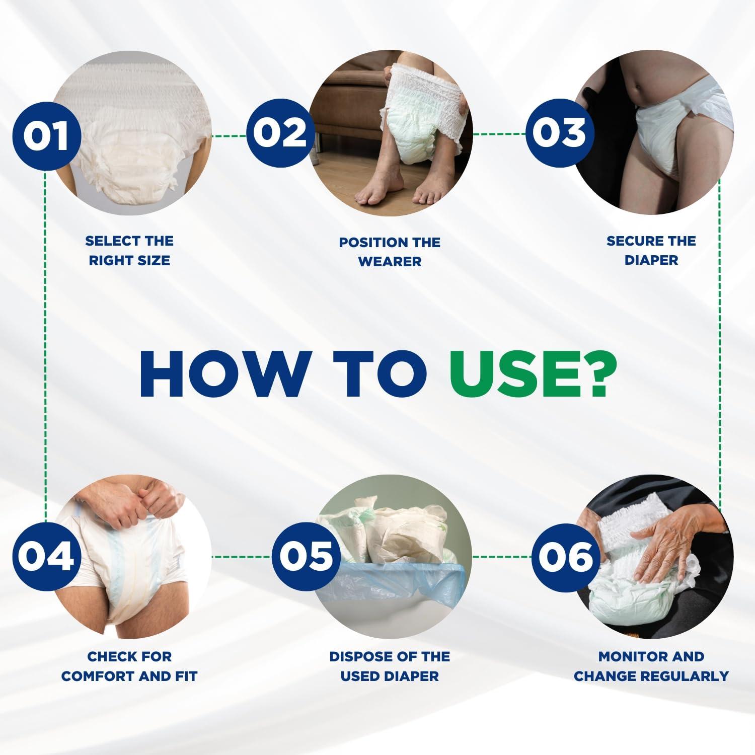 caresome Caresome Adult Pant Daipers XL -XXL | 96 CM - 168 CM | Overnight protection | Leak Proof | Elastic Waistband