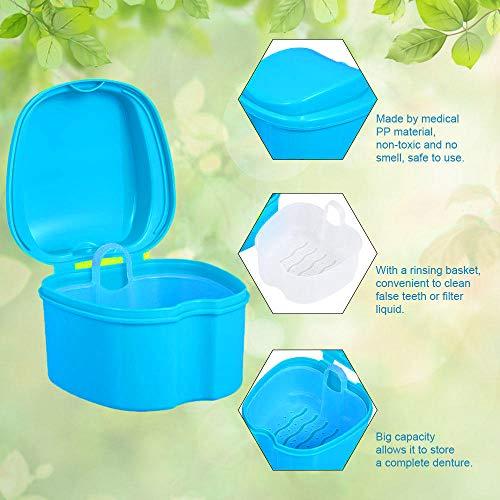 THINKPRICE Denture Bath Box Cup, Complete Clean Care for Dentures, Clear Braces, Mouth Guard, Night Guard & Retainers,Traveling