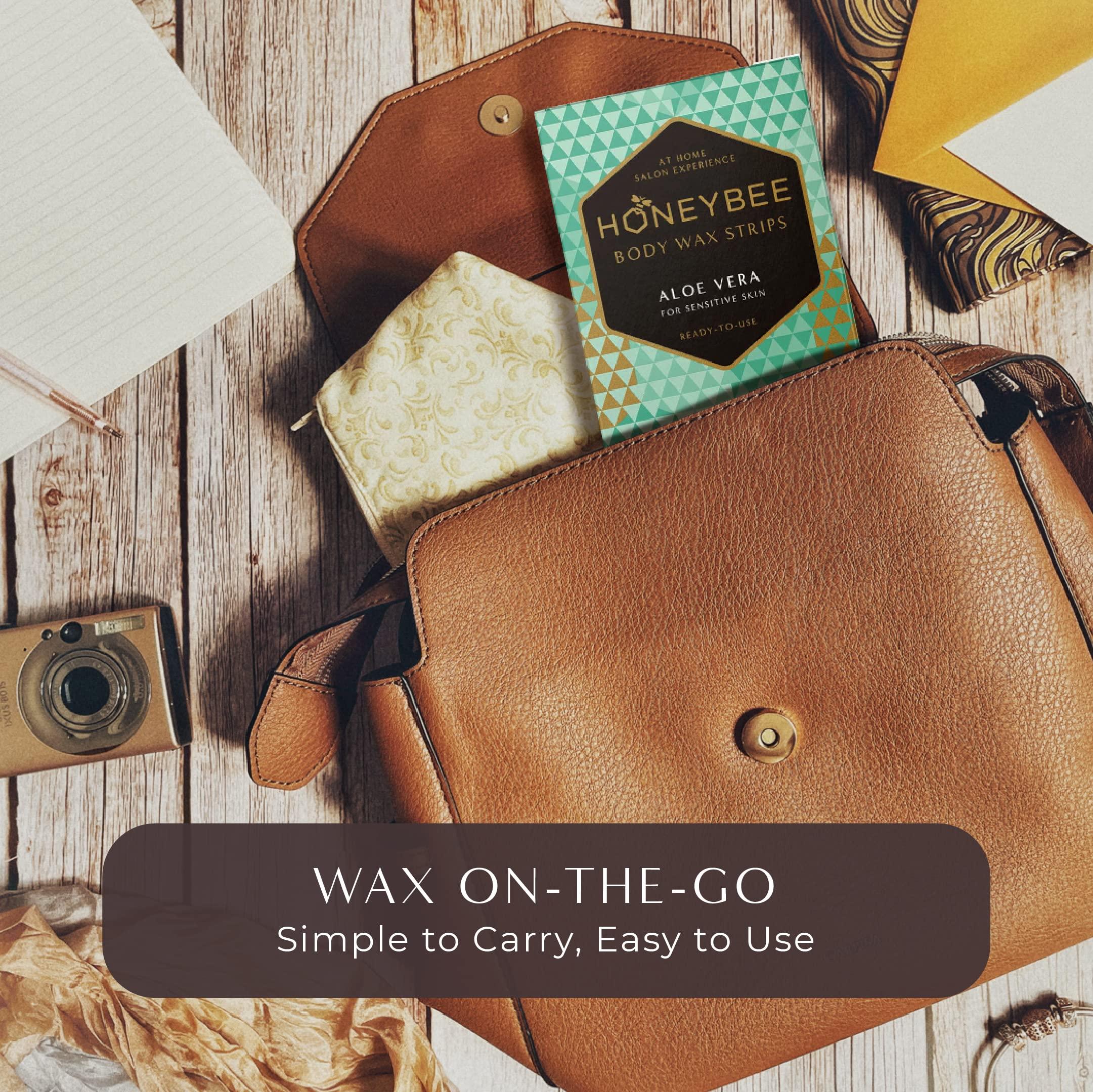 HoneyBee Honeybee Aloe Vera Body Wax Strips For Legs, Arms, Underarms & Bikini Line | Full Body Waxing Strips Kit For All Types of Skin | Cold Wax Strips For Hair Remvoal At Home