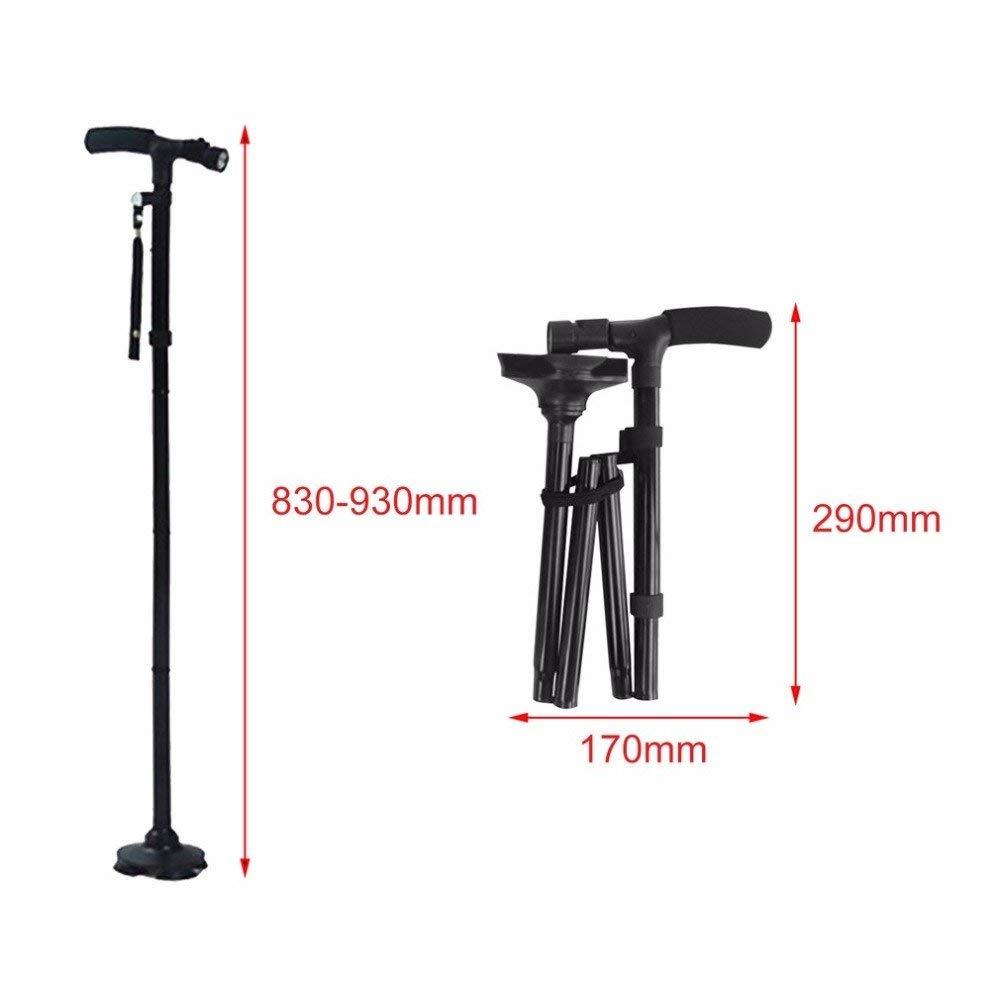 GOPINATH SHOPPE GPNT Trusty Cane - Sturdy Folding Cane with Built-in Lights Portable Old Man Stick Ultra-light Handle LED Light Folding Old Man Safety Walking Stick