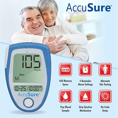 AccuSure AccuSure Blood Glucose Monitoring System Test Strips, 25 Count (Multi Color)