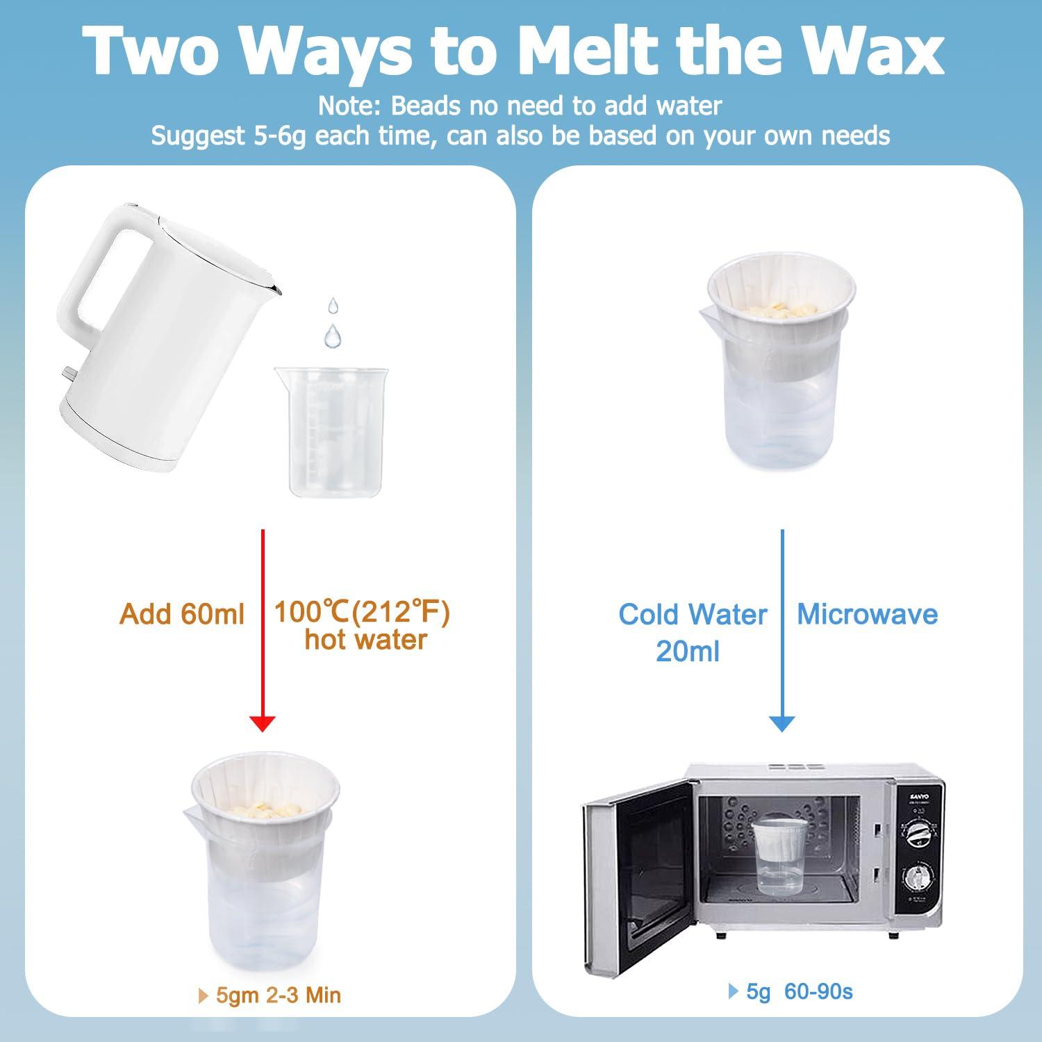 CoFashion CoFashion Nose Wax Kit for Men Women, Nose Hair Removal Waxing Kit Eyebrows Ears Lips Facial Nose Hair Remover Wax with 50g Hard Wax Beads 20 Applicators 10 Paper Cups 8 Moustache Protectors & 1 Measuring Cup