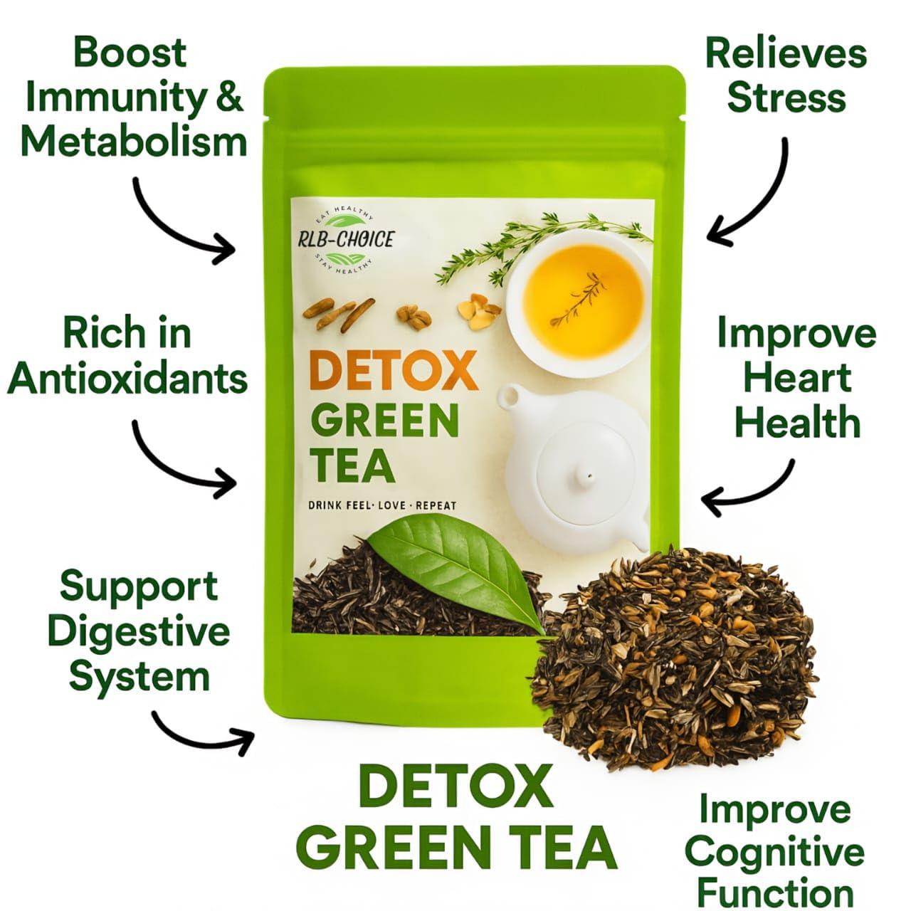 Generic Rlb Choice-Detox Loose Leaves Green Tea-Your Path To Wellness-Purity In Every Sip, Better Digestion, Boost Immunity, Skin Glow,80 Grams