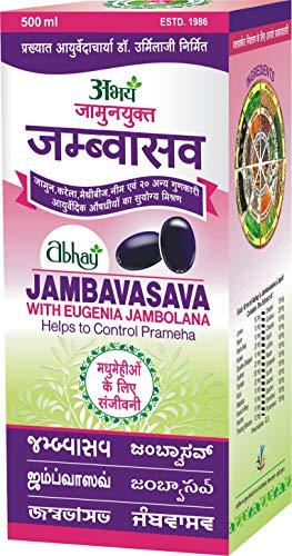 JAMBAVASAVA 500 ML JAMBAVASAVA 500 ML Abhay -500ml with Eugenia Jambolana & mixture of 24 Divine Ayurvedic Herbs for Blood Glucose/Sugar Control