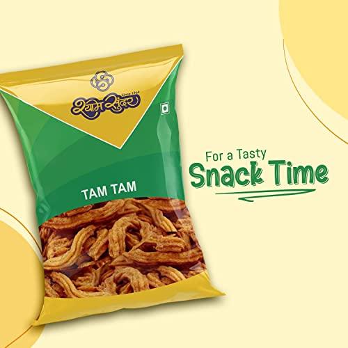SHYAM SUNDER Shyam Sunder Tam Tam Namkeen 800g Vadodara Tam Tam Mix Namkeen ( 400g x 2) Snacks Mixture Gathiya Snacks Spicy Sweet And Sour Taste Gathiya Tasty Ready To Eat Tea Time Snacks Combo 400gm Each- (Pack of 2)