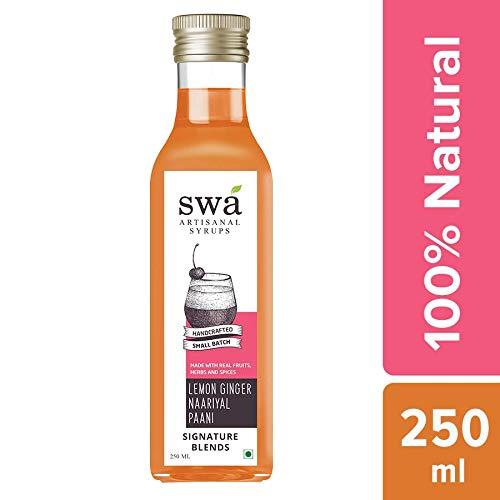 Swa Artisanal Syrups Swa Artisanal Syrups - Lemon Ginger Naariyal Paani, 100% Natural, Combo Pack of 2 Makes 24-30 Drinks, Syrup for Cocktails / Mocktails / Specialty Coffee (250ml x 2)