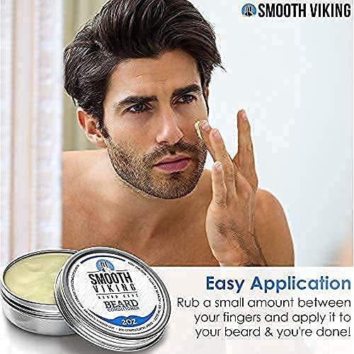 Smooth+Viking Beard Conditioner for Men - Natural Wax Conditioning Softener that Soothes Itching - Use With Beard Oil and Balm for Best Results and Growth - Argan Oil, Shea Butter and Beeswax - 2 OZ - Smooth Viking