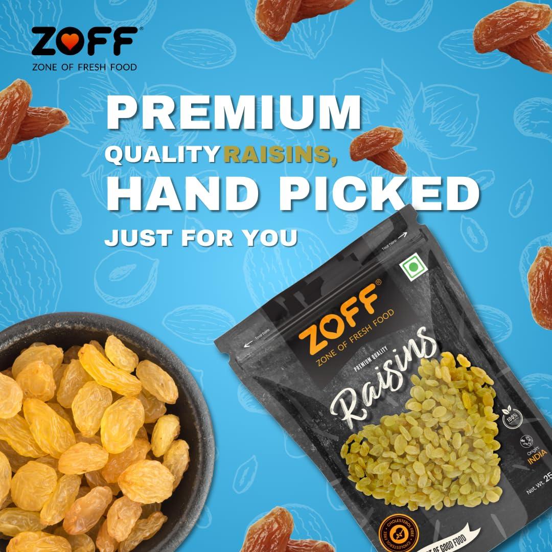 Zoff Zoff Premium Daily Needs Mixed Dry Fruits Combo - Almonds, Cashews, Raisins, Roasted Pistachios, & Walnut Halves 250g Each | Premium Zip Lock Pouch | Net weight - 1.25Kg