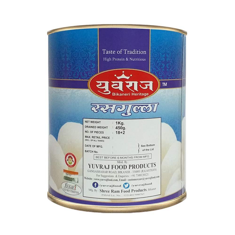 Yuvraj Food Product Yuvraj Food Product Rasgulla (Rasogoola) Bikaneri Sweets diwali Festival combo Pack of 2 (1 kg X 2) tin gift pack