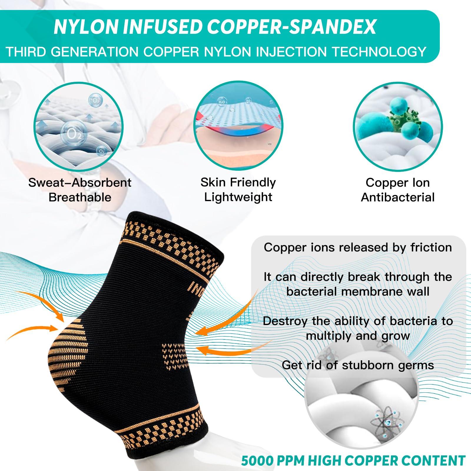 INDEEMAX INDEEMAX Ankle Brace for Men and Women, Copper Infused Ankle Compression Sleeve Ankle Support Brace for Sprained Ankle, Plantar Fasciitis, Running, Foot Pain Relief, Achilles Tendonitis (XL)