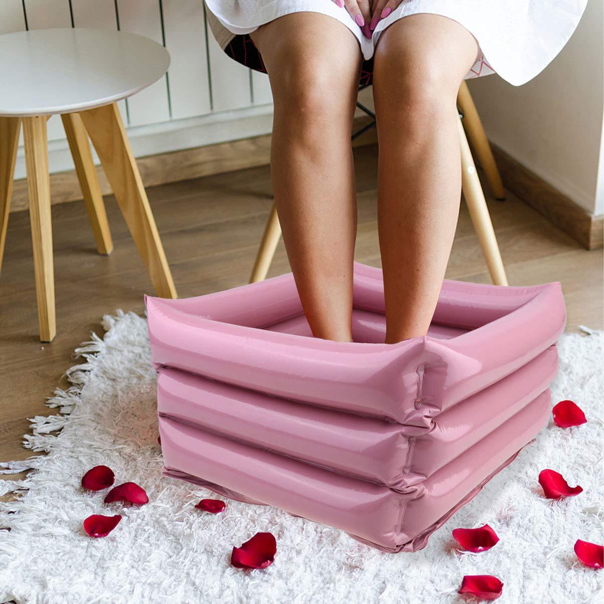 EXCEART EXCEART Foot Bath Tub Inflatable Foot Basin Portable Water Bucket for Family Travel Camping Outdoor Washing Vegetables Pink