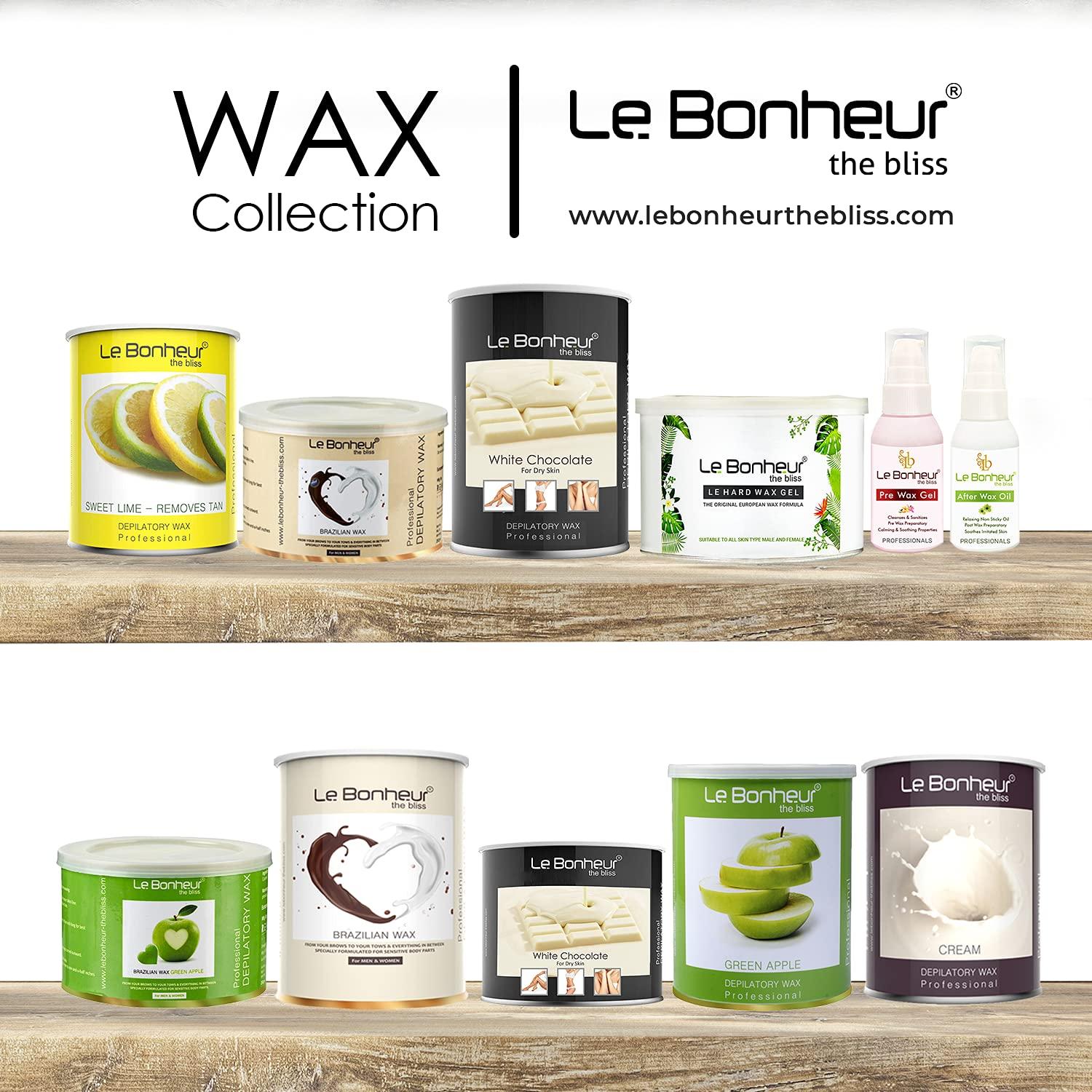 Le Bonheur.. Le Bonheur Sweet Lime D Tan Wax | Suitable Hair And Tan Removal | Perfect Bridal Wax | Its Summer Remove Tan | No Dry Skin After Use | For All Type Of Skin | Free Pre Wax Gel and Post Wax Oil | 800gm (Pack of 3)