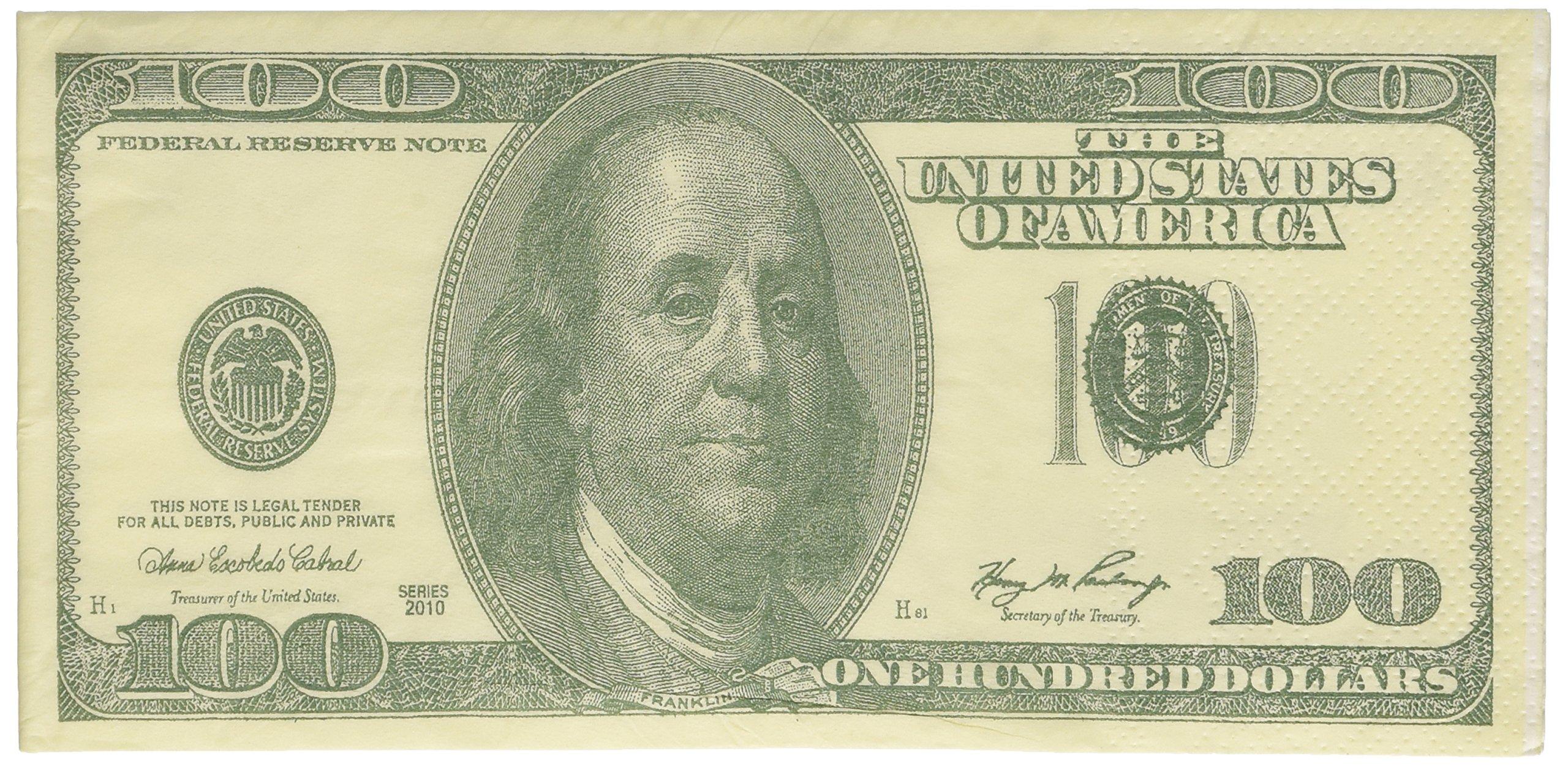 Forum Novelties 100 Dollar Bill Printed Napkins Tissues, 10 ct.
