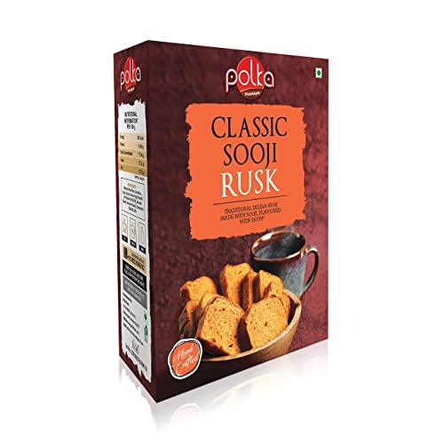 POLKA POLKA Classic Sooji Rusk I Pack of 3 - 200GM X 3 = 600GM I Rusk with Suji, Elaichi & Saunf I High Fibre Toast I Handcrafted Bakery Items I Snacks In Fresh I Snacks Combo (SUJI RUSK, 600 GM)