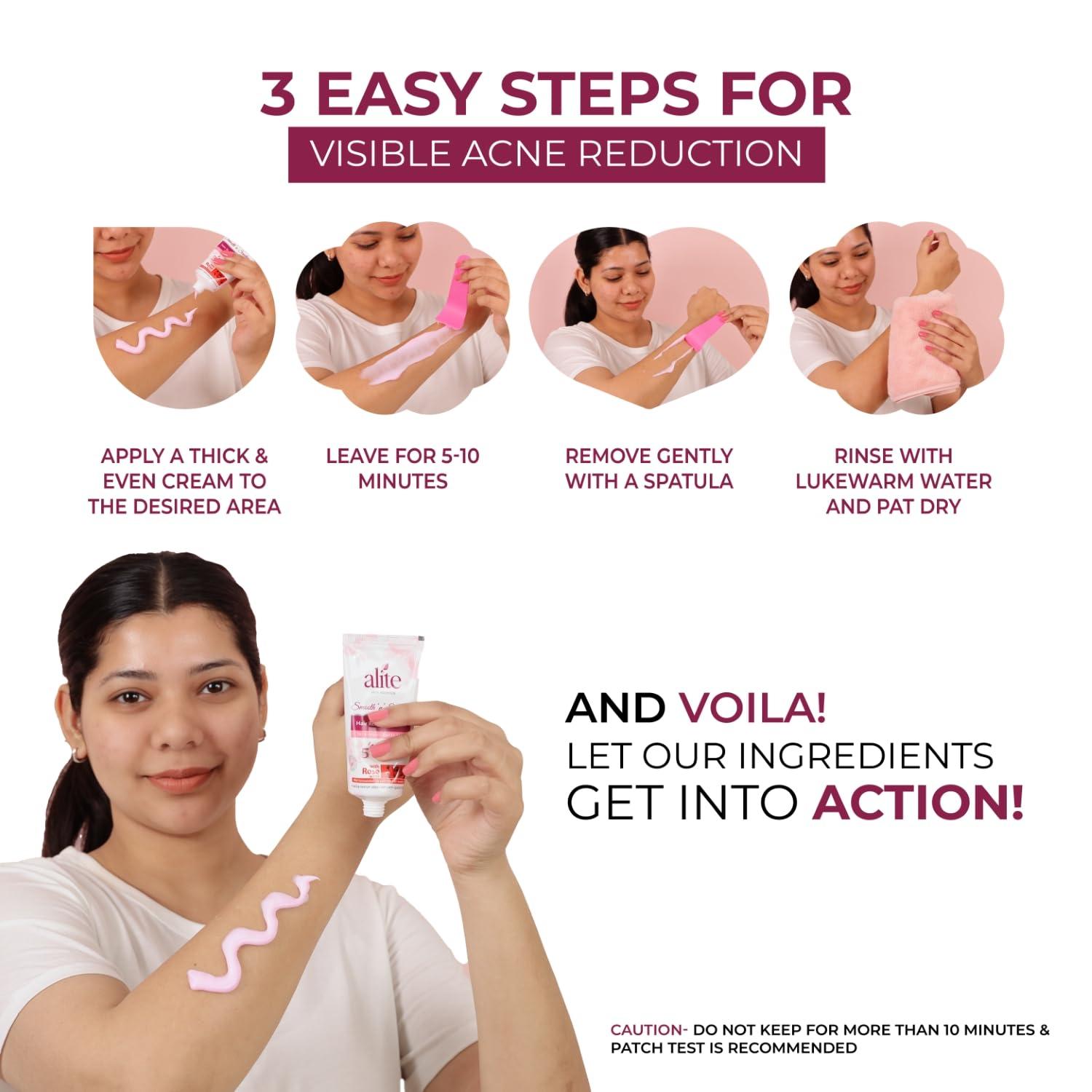 Alite Alite Hair Removal Cream for Women Combo Pack of 2 (60g Each) - with Rose Water and 5 Minutes Advanced Formula| Mild Formulation for Pain Free Hair Remove - Hair Remover - Hair Removing Cream