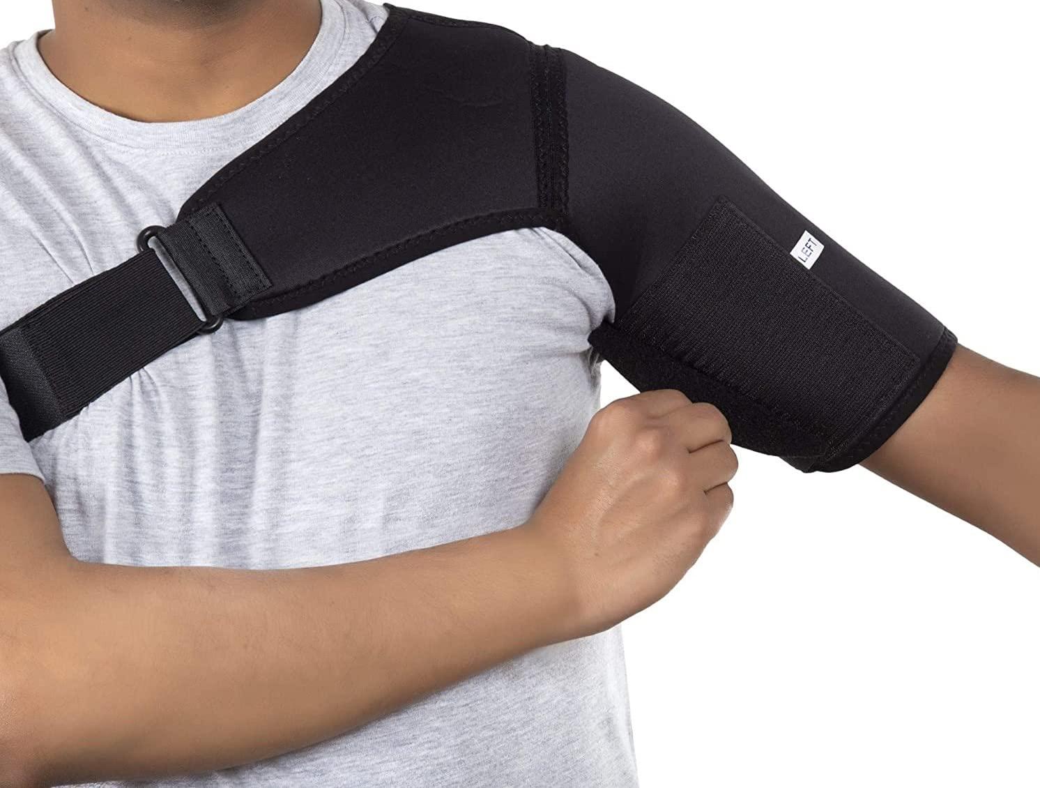 WITZION Witzion Universal Shoulder Support Brace With Adjustable Stretch Strap Wrap Belt | Suitable To Rotator Cuff, Dislocated AC Joint, Shoulder Pad, Shoulder Pain For Men & Women (Left)