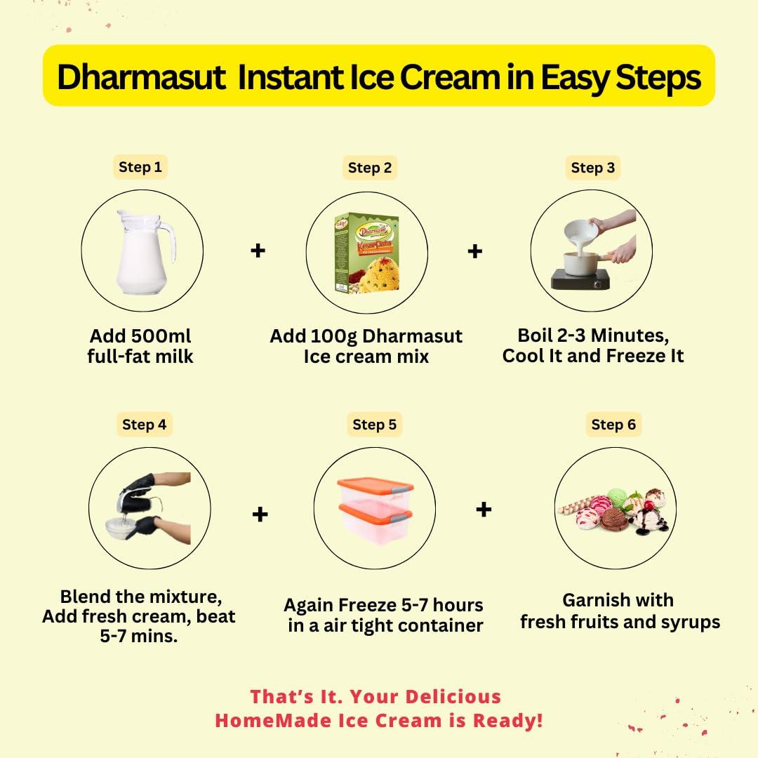 DHARMASUT DHARMASUT Kesar Pista + Mango + Butter Scotch + Chocolate + Vanilla Ice Cream Powder | Pack of 5 | 500 gm