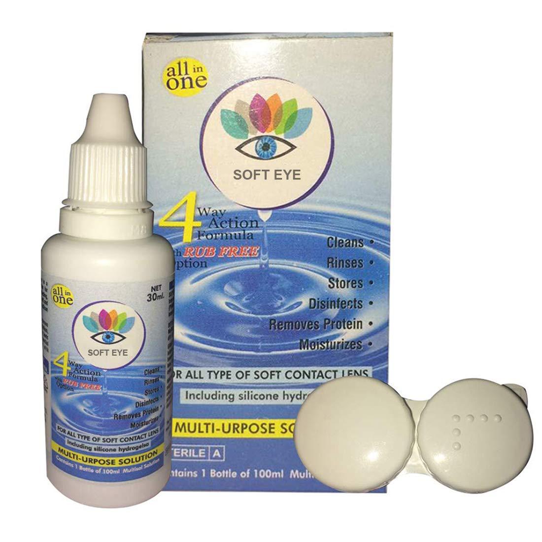 SOFT EYE SOFT EYE Color Style Combo Pack of 2 Pairs (Grey + Brown) Monthly Color Contact Lenses (Zero Power) with Free Lens Solution & Lens Case/Container Kit