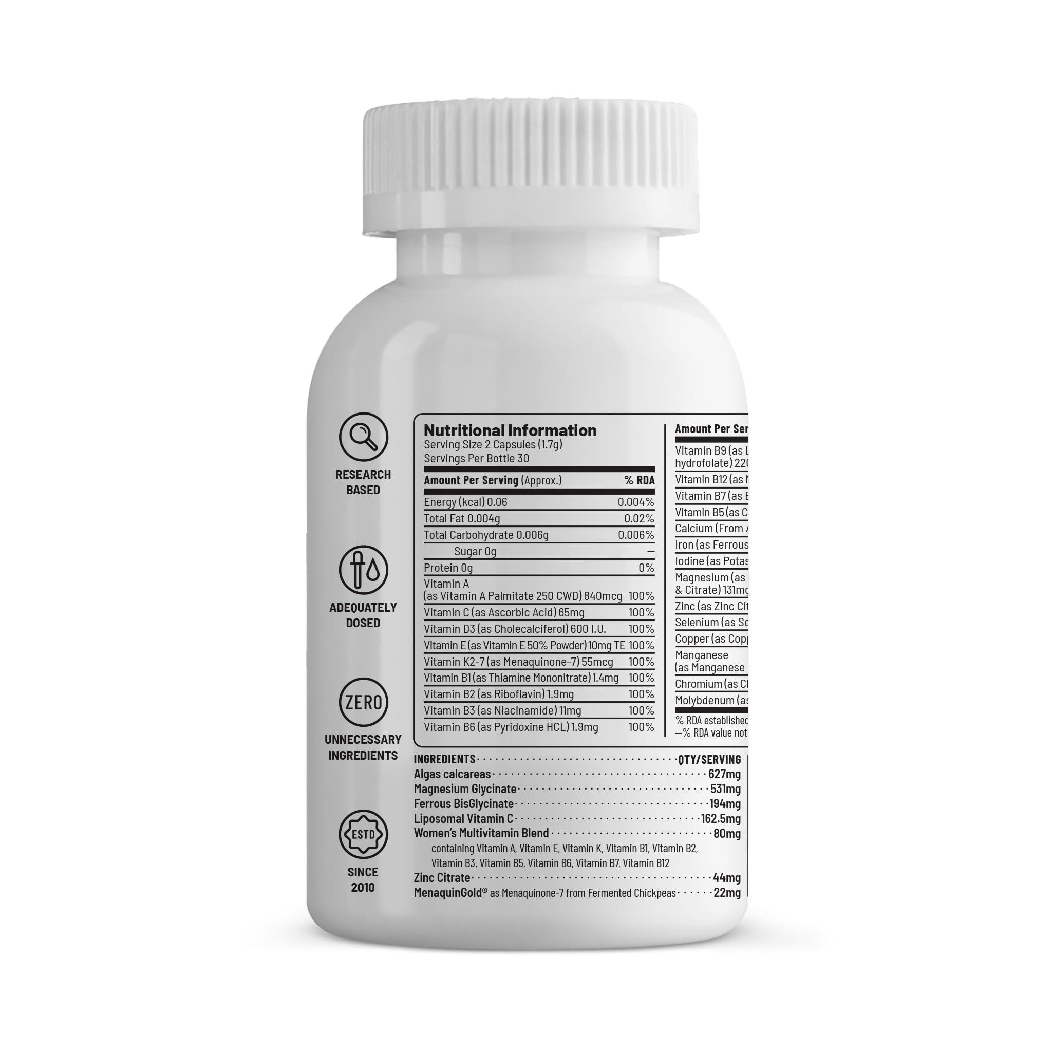 Unived Unived Basics Multivitamin & Minerals For Women, 100% Rda Of All Vitamins With Algae Calcium & Plant-Based Vitamin D3 Plus Important Minerals, Complete Formulation For Health & Wellbeing - Capsule