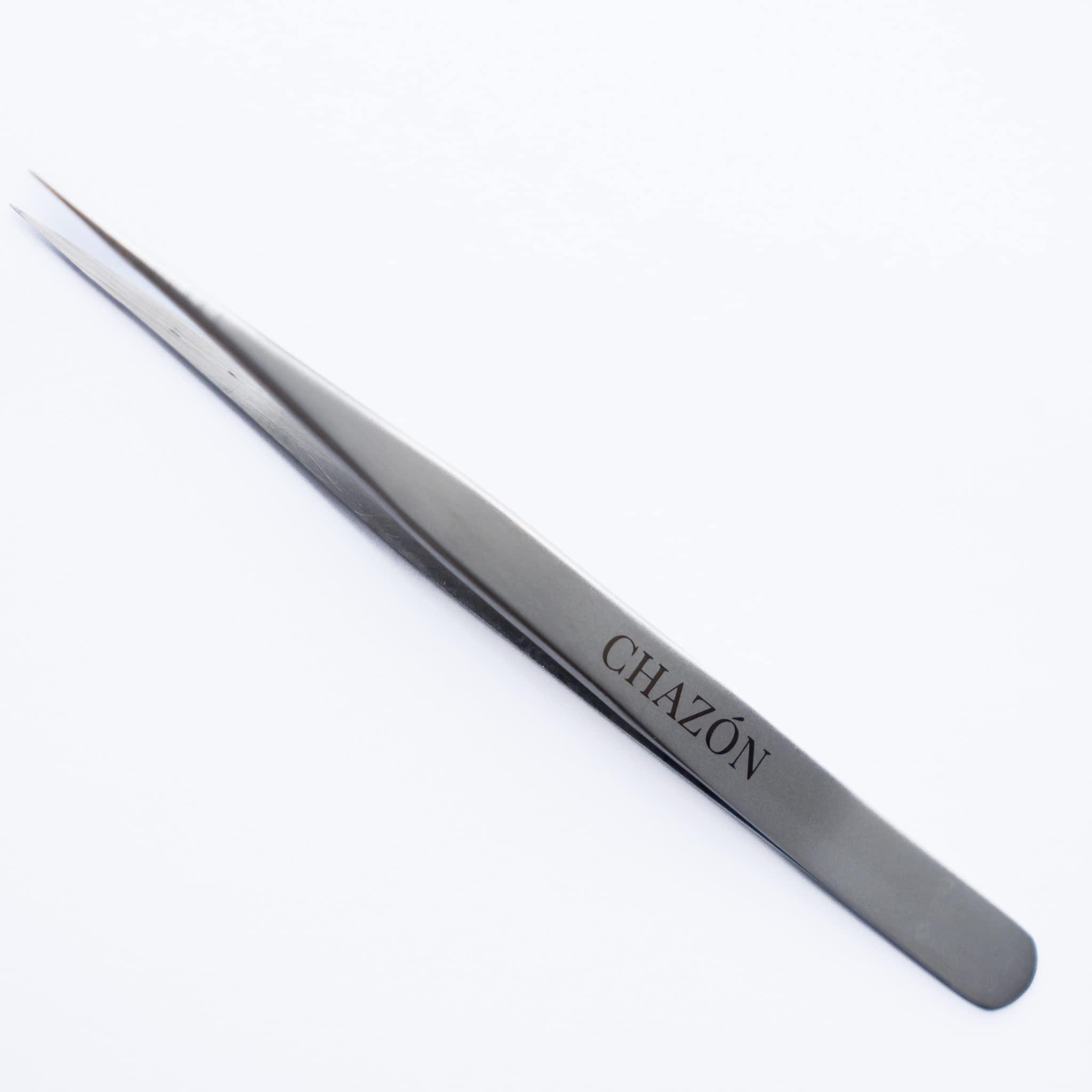 CHAZN CHAZON Stainless Steel Straight Point Tweezers, Best Tweezers for Eyebrows, Facial Hair and Ingrown Hair