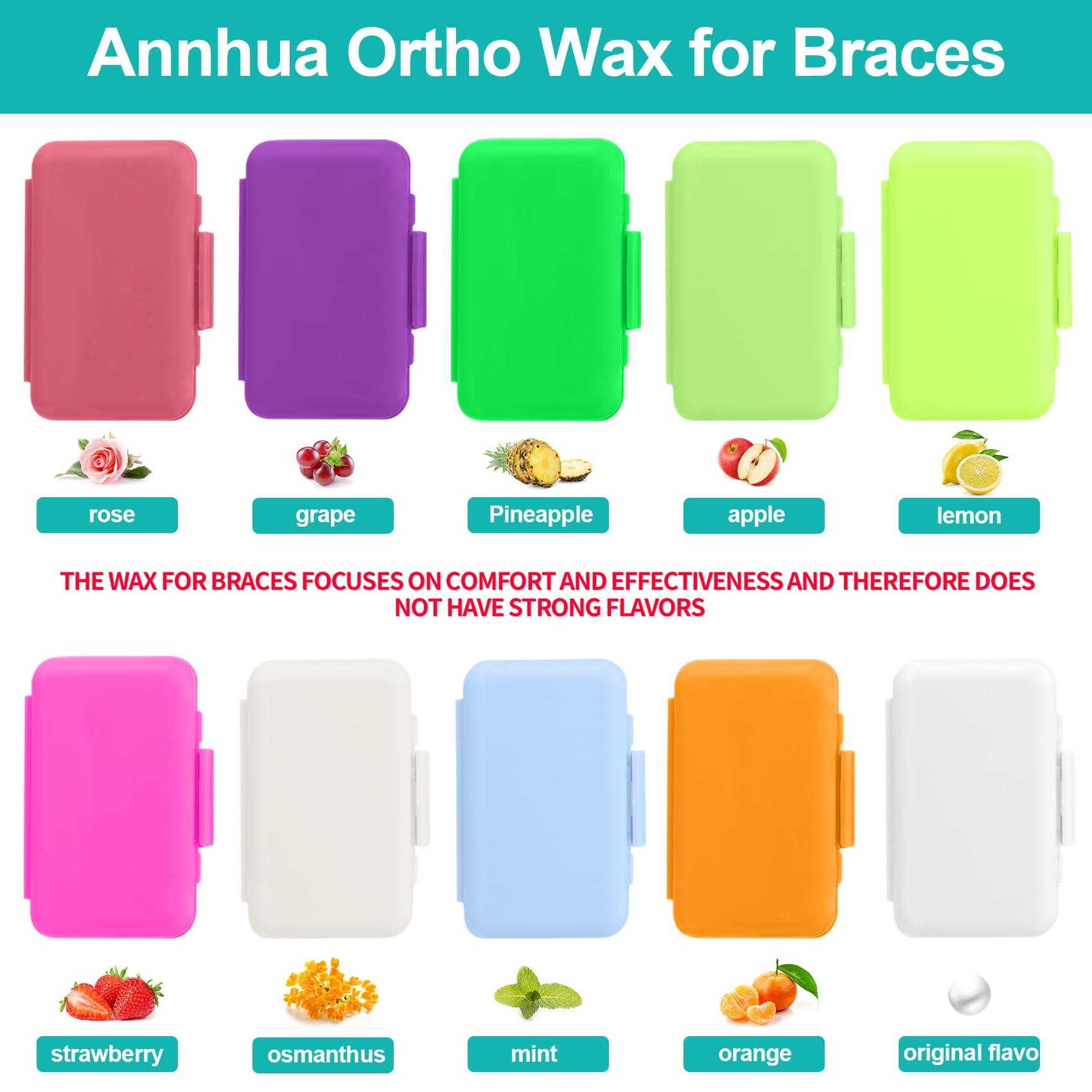 Annhua Annhua Orthodontist Wax Brace Wax Flavored 10 Pack, Dental Ortho Dots Wax Strips for Aligners, Braces Wearer, Brackets, Invisible-lingers, 10 Fruit Smell
