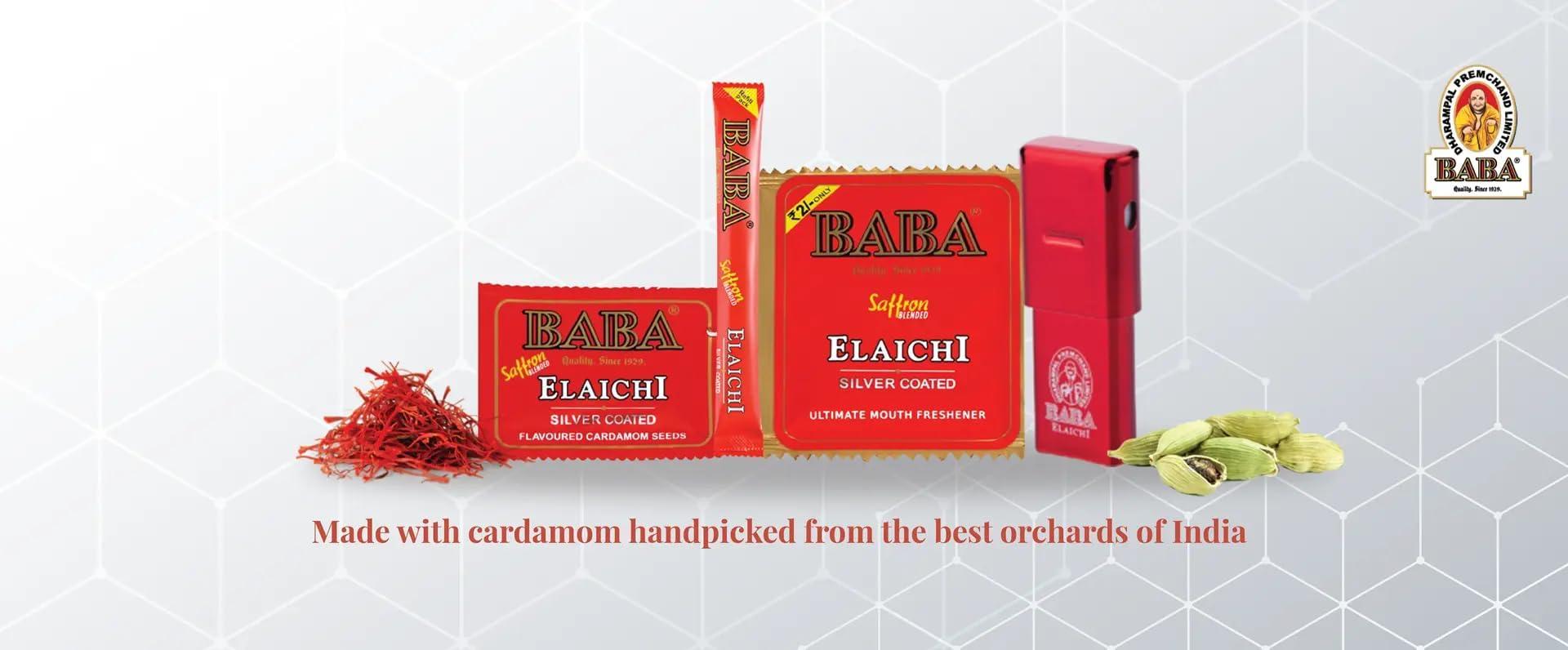 BABA ELAICHI BABA ELAICHI Silver Coated Saffron Blended Elaichi - Refreshing, Exotic And Aromatic Mouth Freshener (0.14 Gram Pouch, Pack Of 480)