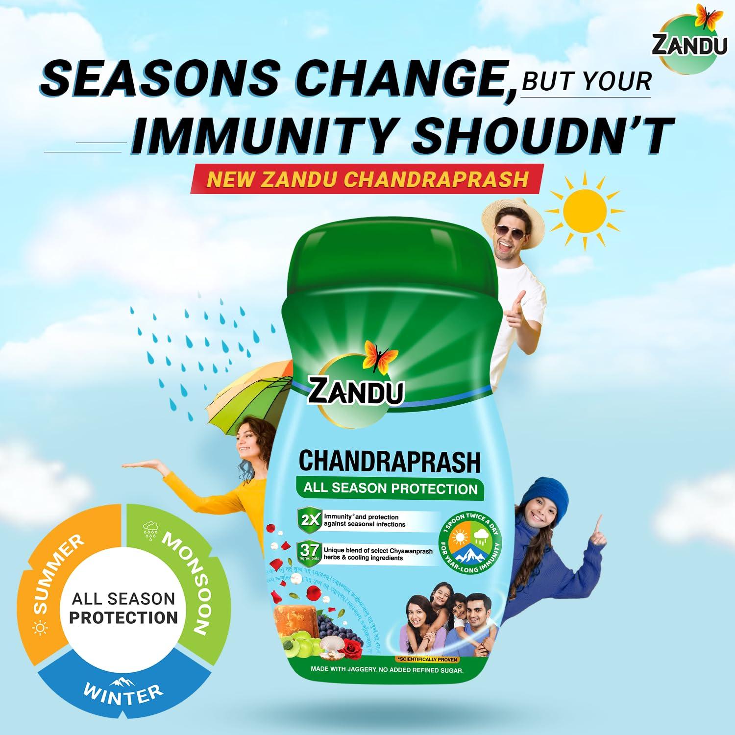 Zandu Zandu Chandraprash 900g | 2X Immunity Booster without Heat, All Season Protection Chyawanprash |Blend of 37 Ingredients | Made with Jaggery, No Added Refined Sugar