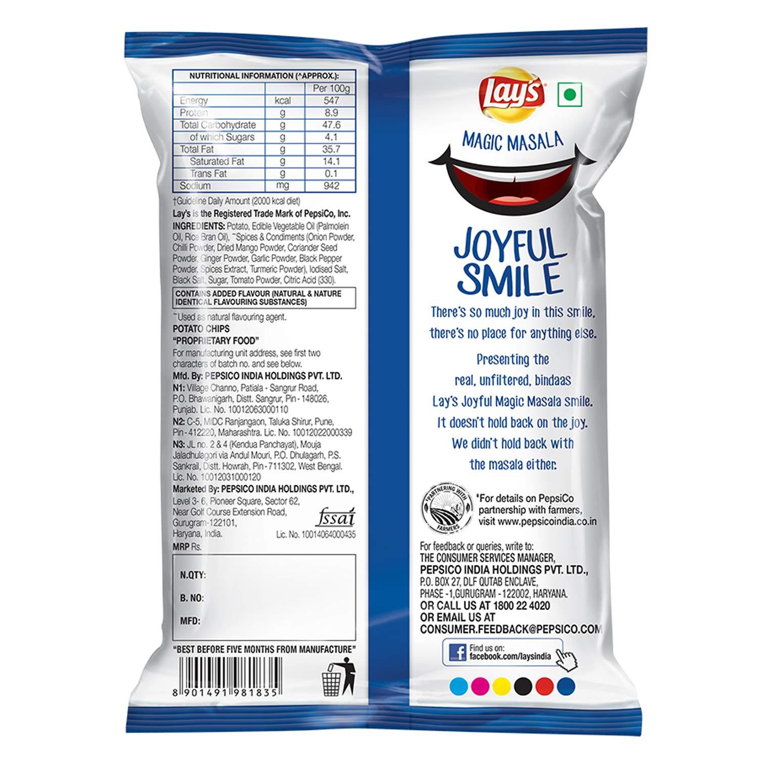 Lay\'s Lay\'s Potato Chips - India\'s Magic Masala Pouch, 90 g