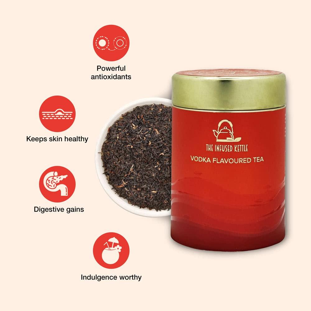 The Infused Kettle The Infused Kettle Premium Vodka Flavoured Tea, 22 Cups, Loose Black Tea Infused With Vodka Flavour, Antioxidant Rich, Low Caffeine Chai - 50 gm