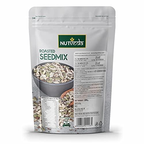 NUTVEDA NUTVEDA Roasted SEEDMIX 200g - Ready to Eat | Pumpkin Seeds | Sunflower Seeds | Muskmelon Seeds | Flax Seeds