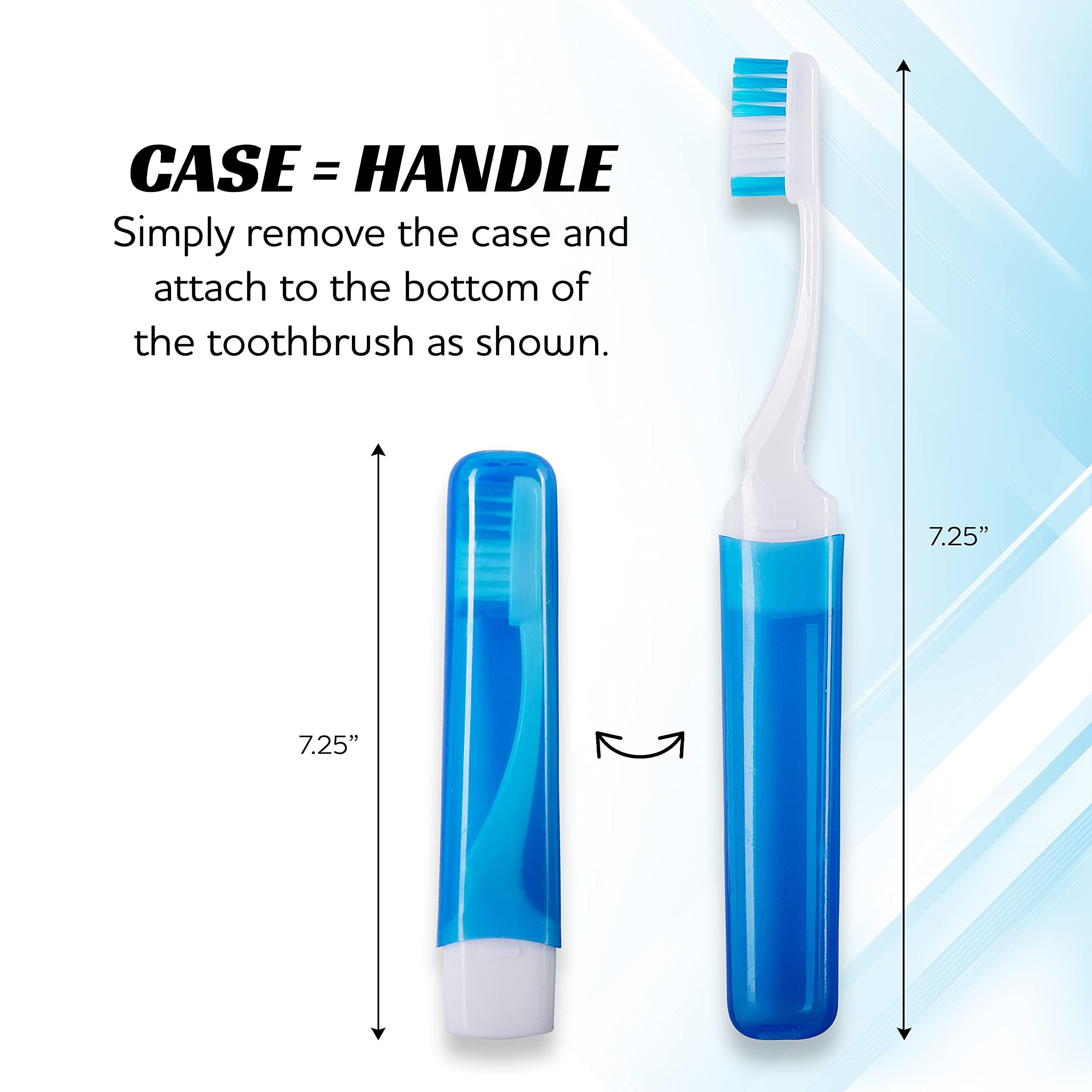 Lingito Travel Toothbrushes, Mini Toothbrush with Toothbrush Cover, Camping Toothbrush, Travel Size Toothbrush with Toothbrush Case Portable Toothbrush, Adults Travel Toothbrush Kit (3 Pack - Medium)