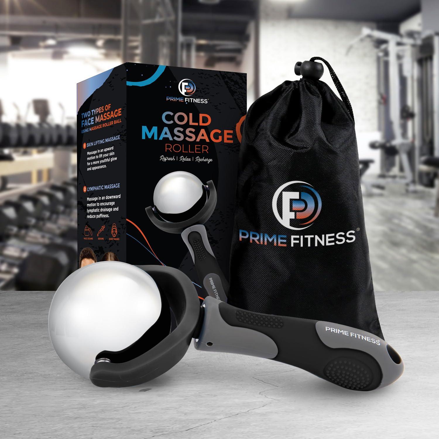 PRIME Fitness PRIME Fitness Cold Massage Roller Ball | Cold Therapy | Ice Roller Ball with Handle | cryo Stick | Relieve Muscle Pain (Black)