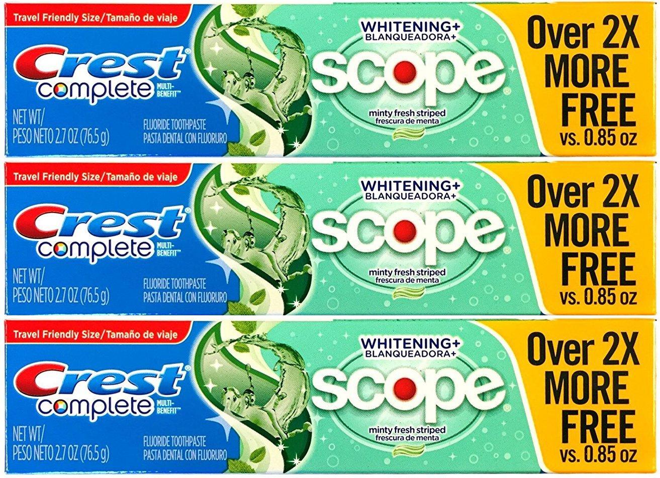 Crest Crest Complete Multi-Benefit Whitening + Scope Minty Fresh Flavor Toothpaste 2.7 Oz, Pack of 3