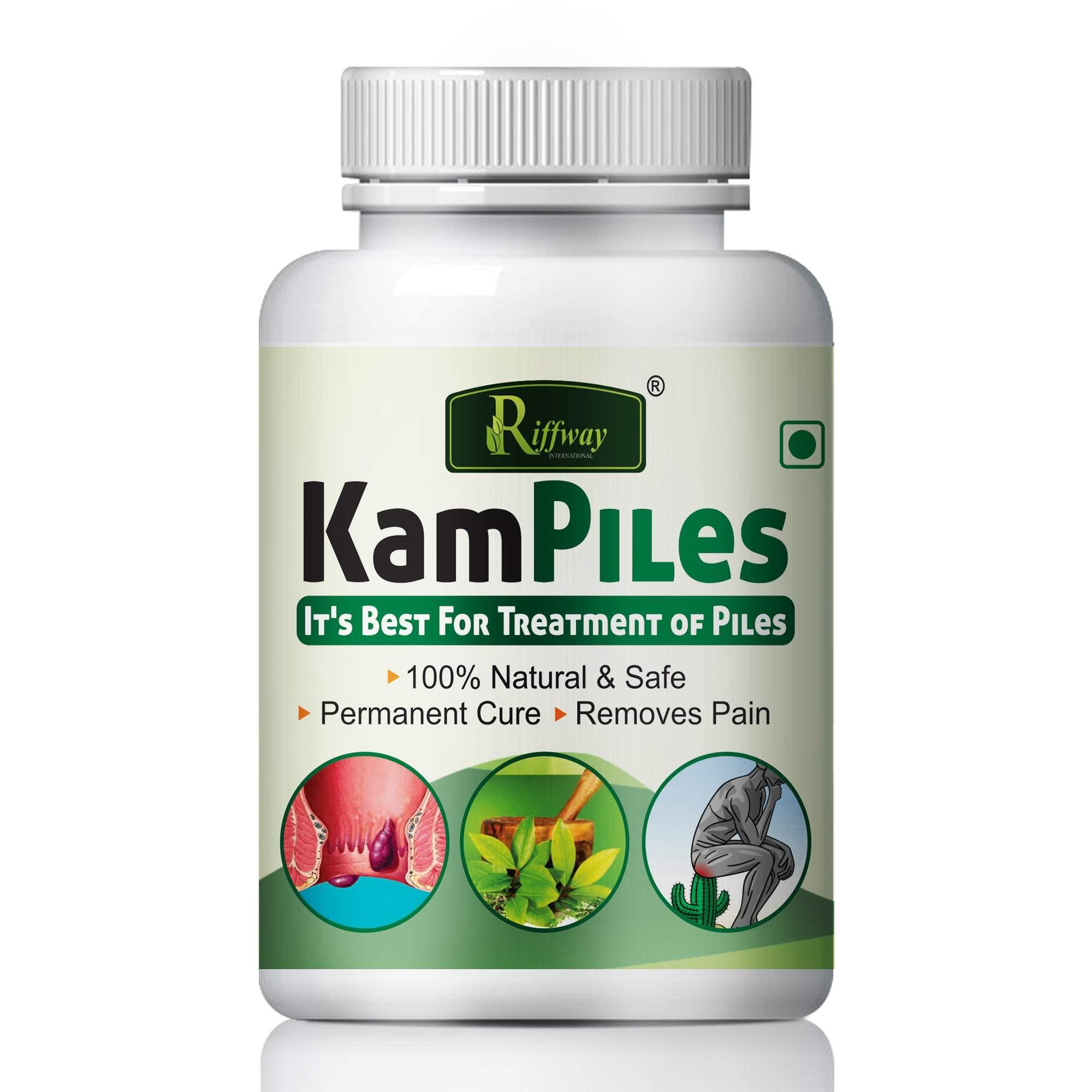 RIFFWAY Kampiles Health Dava | Piles Capsule Bawaseer Ki Dava For Reduce Pain (Pack Of 2, 120 capsule)