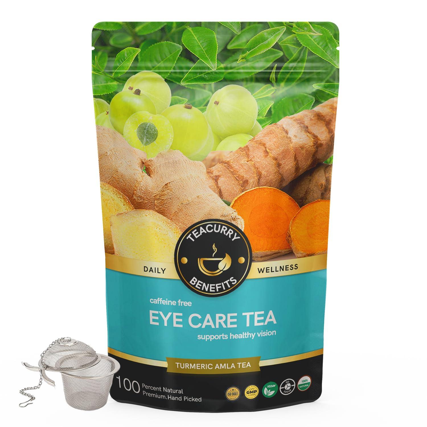 TEACURRY TEACURRY Eye Care Tea (1 Month Pack, 100 Grams Loose) + Infuser - Helps with Eye Health, Improve Eyesight