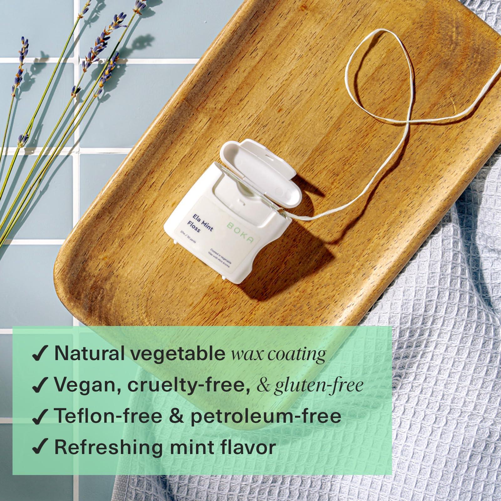 Boka Boka Ela Mint Floss | Made from Natural Vegetable Wax | Teflon-Free, Petroleum-Free | 30 Yards of Floss