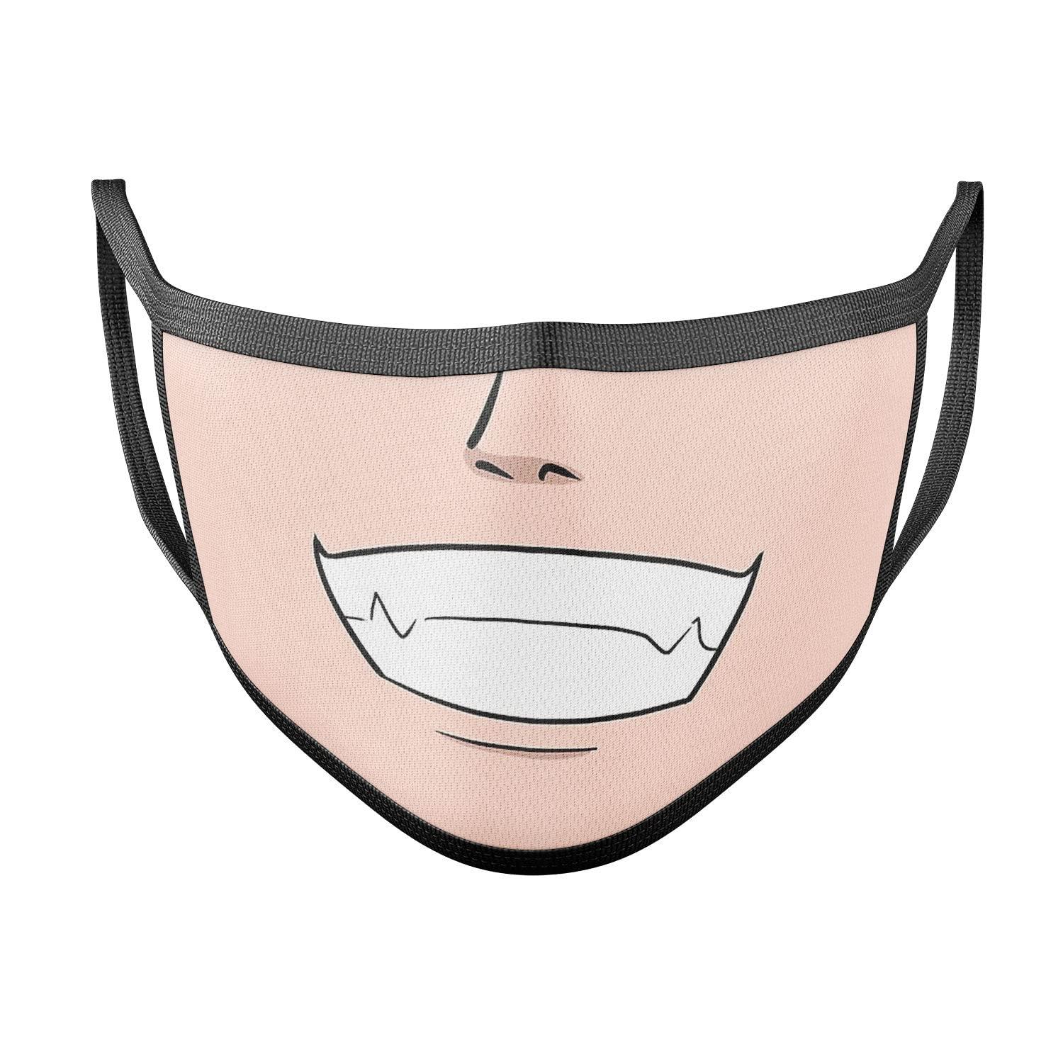 The Midle Skool The Midle Skool Over Confident Happy Smile Manga Anime Mouth Mask 2 Ply Soft Cloth Face Mask
