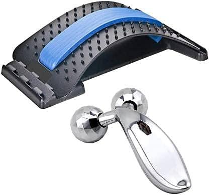 WOLBLIX WOLBLIX Back Stretcher, Lumbar Stretching Device with 3 Adjustable Settings for Upper and Lower Back Pain Relief with 3D Y Shape Facial Roller Face Slimming Massager
