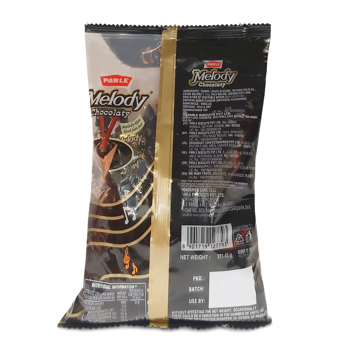 Parle Parle Melody Chocolaty Candy, 371.45Gram - Strawberry, Caramel, Chocolate