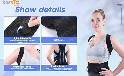 kossto kossto Free Size Premium Magnetic Back Brace Posture Corrector Therapy Shoulder Belt for Lower & Upper Back Pain Relief with Back Support Plates Man & Woman Medium (Universal)