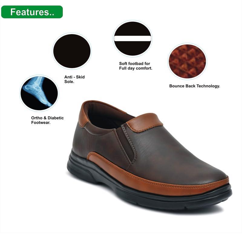 HEALTH FIT HEALTH FIT Orthopedic & Diabetic Shoes Breathable Soft Sole Ultra-Lightweight Shoes for Men\'s 1731 BR 6 UK Brown