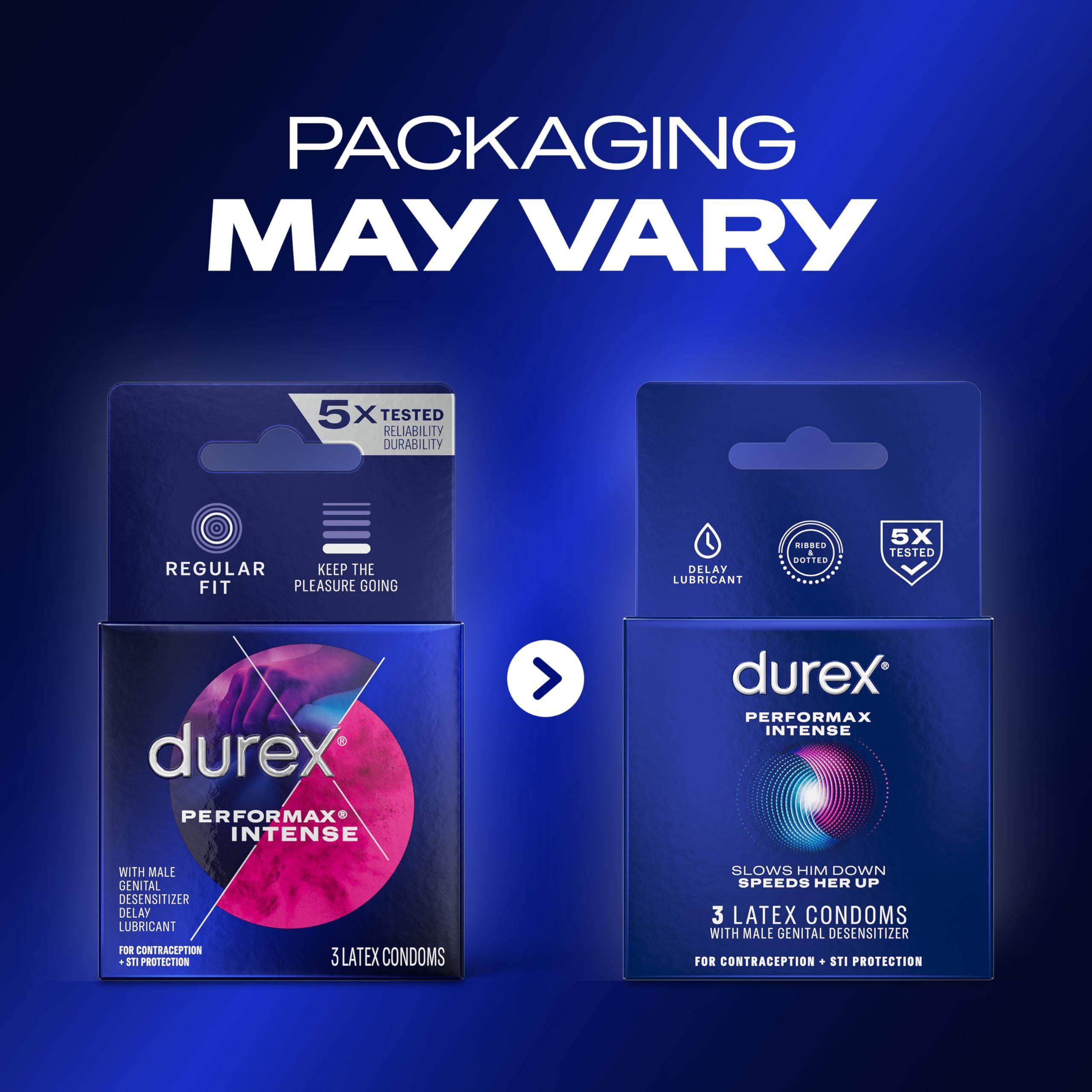 Durex Durex Performax Intense Lubricated Ribbed Dotted Premium Condoms, 3 ct
