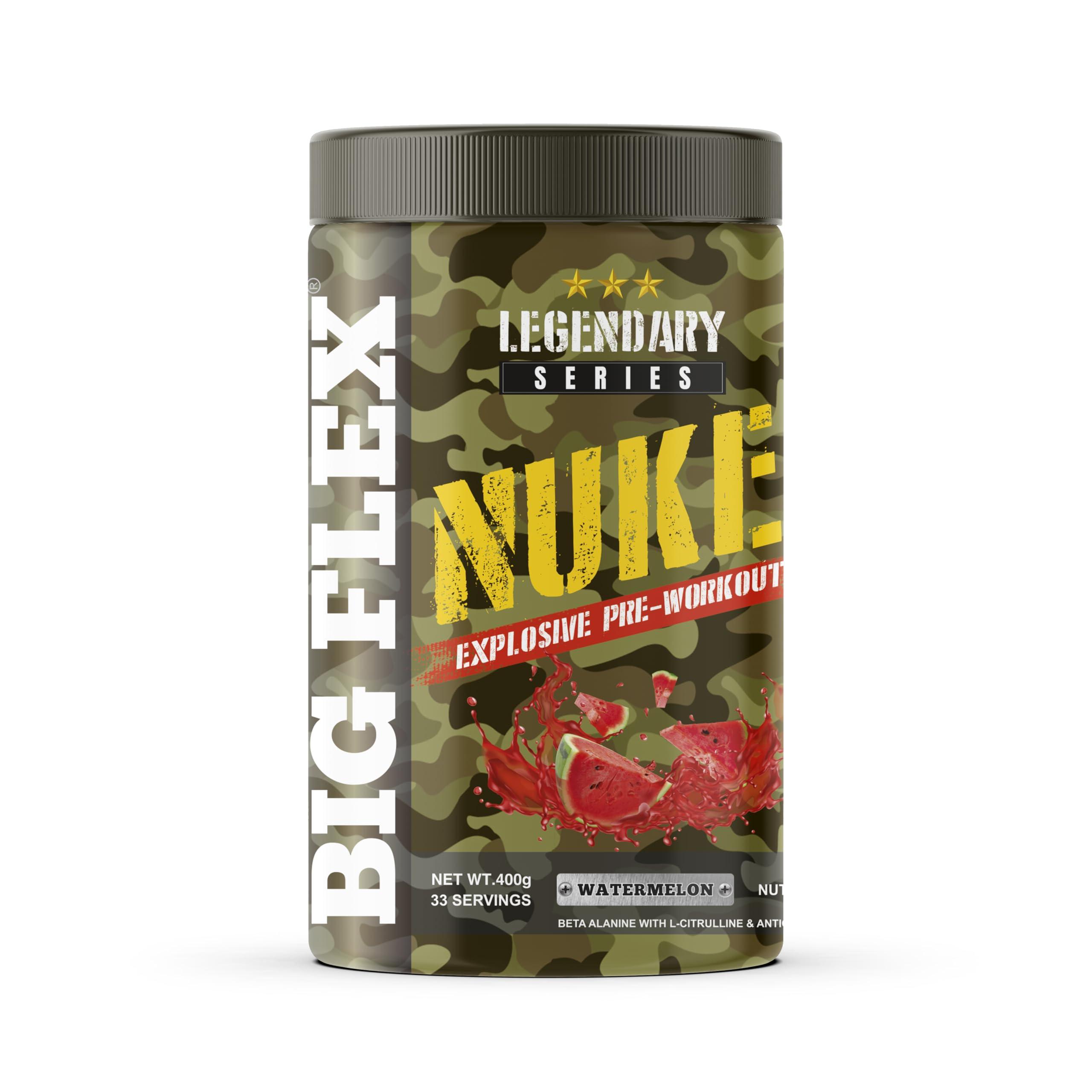 Bigflex Bigflex Nuke Pre Workout Powder| 33 Servings |Energy Booster| |Muscle Pump| |Strength Improvement| Preworkout For Men | Pre Workout For Women (Watermelon, 400 gm)
