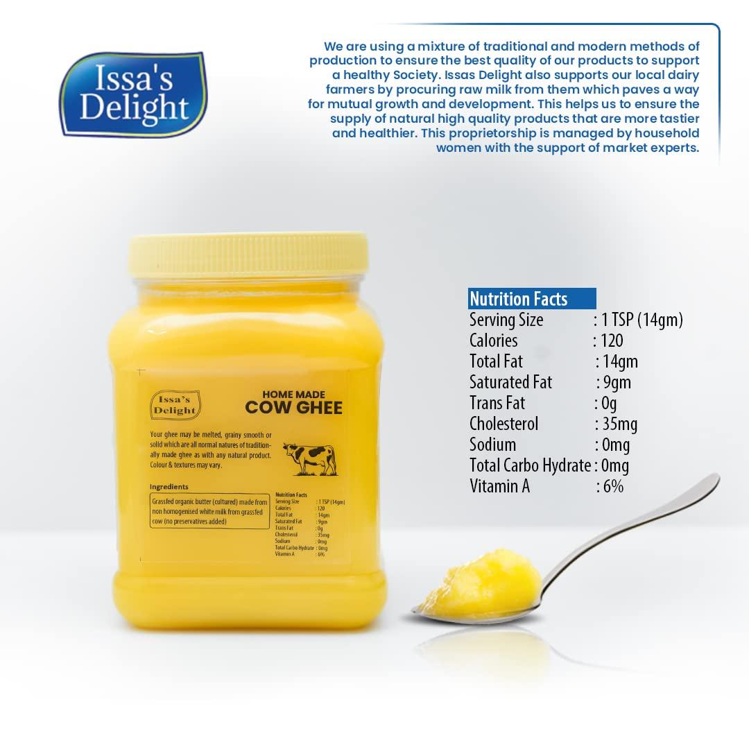 Issas Delight Pure Ghee | 900 ML | A2 Ghee | Pure Desi Cow Ghee | Home Made Ghee| Issas Delight Ghee|Kerala Cow Ghee| Naruneeyu