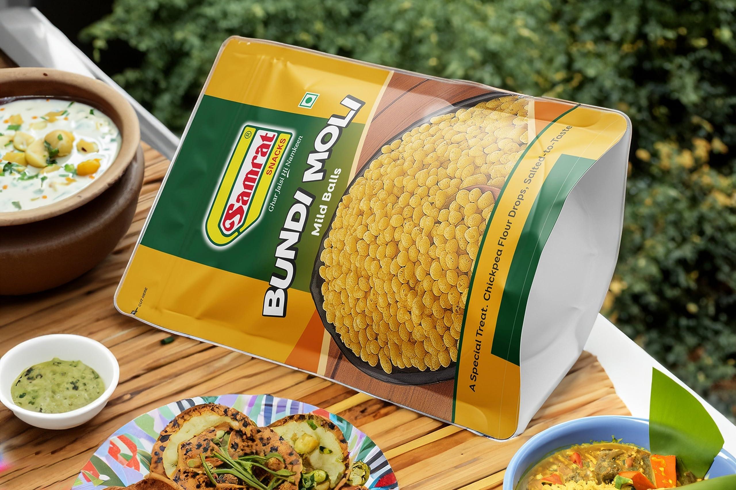 SAMRAT Samrat | Bundi Moli Mild Balls Magic of Crunchy & Crispy Namkeen for Chaat & Raita Snacks | Ghar Jaisi Hi Namkeen | (Pack of 2 (2 x 1.K.g))