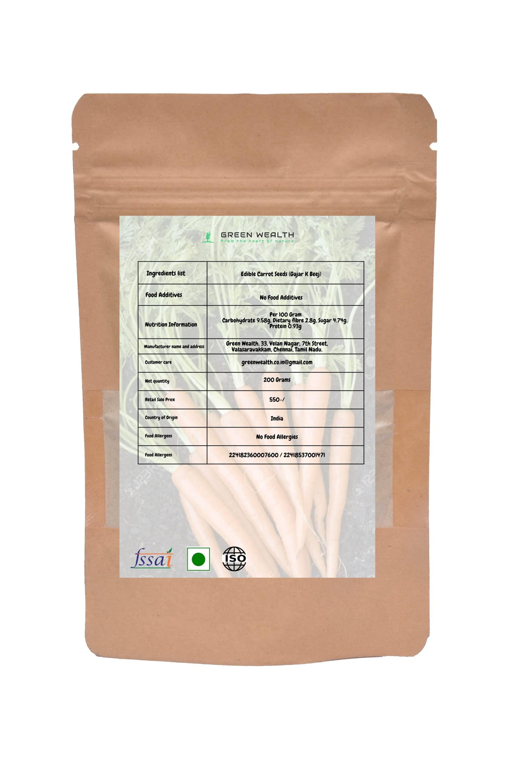 Green Wealth Green Wealth - Edible Carrot Seeds (Gajar K Beej) - 200 Grams