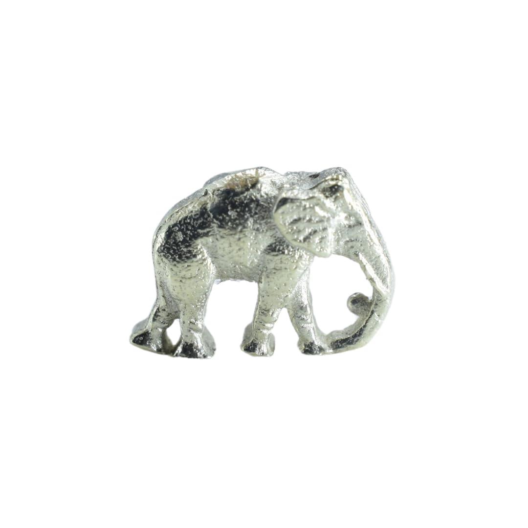 Ratna Shree Jewellers & Gems Ratna Shree 92.5 Pure Silver Solid Elephant Idol for Puja - Trunk Down | Vastu and Rahu Protection - Chandi ka Hathi (Single Small Elephant) 2 Gram