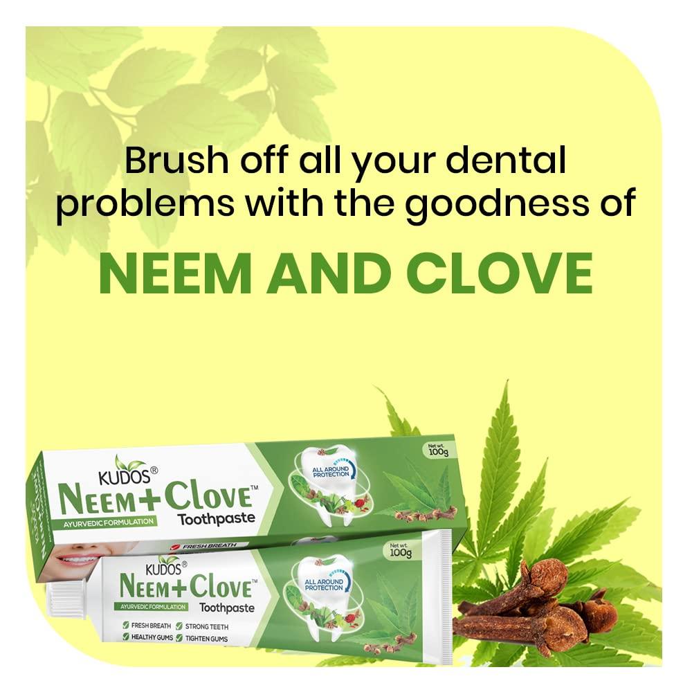 KUDOS Kudos Ayureveda Neem Clove Toothpaste I Prevents Cavities,Bad Breath,Tooth Decay I Help Fights Germ,Anti Bacterial Gumprotection Daily Use Toothpaste - 1 Count