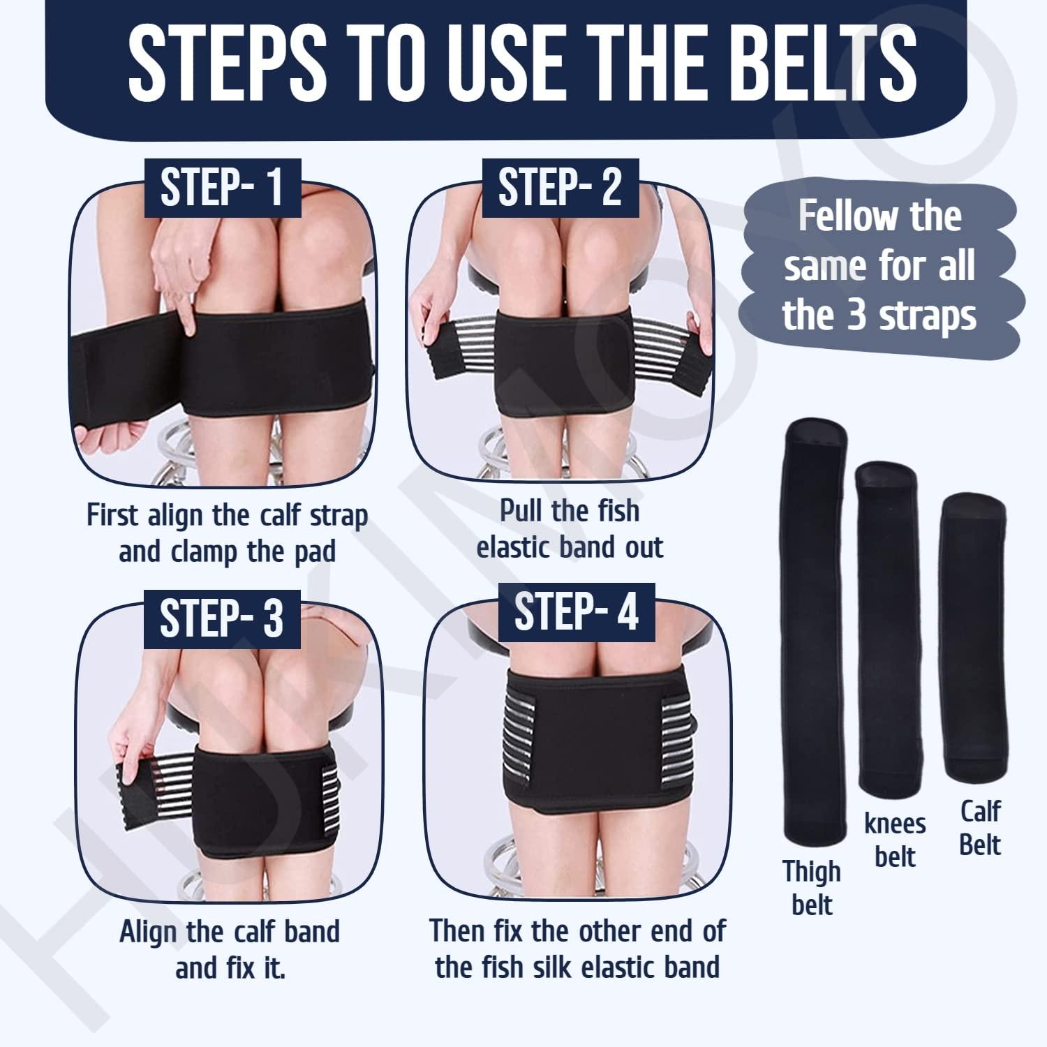 Hukimoyo Hukimoyo Bow Leg Correction Belt for Men Women o/x Type Bow Legs Posture Correction Belt Legs Straightener Bow Legs Support Day and Night Belt Leg Straight Support Bow Leg Belt (Black, Large)